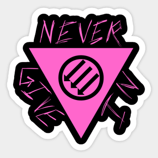 NEVER GIVE IN - Queer Antifa Triangle Sticker